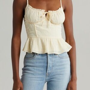 NWOT All In Favor Cream Peplum Top Siz
